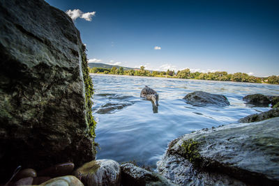 Scenic view of lake against sky