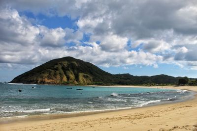 Scenic view of beach against sky