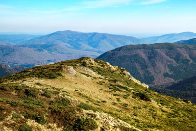 Mountains panorama from bratocea ridge, ciucas mountains, brasov county, romania, 1720m