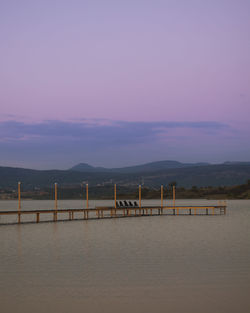 Scenic view of sea against sky at sunset