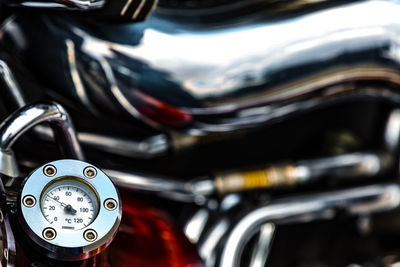 Close-up of meter on motorcycle