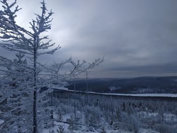 Scenic view of snow covered landscape against sky