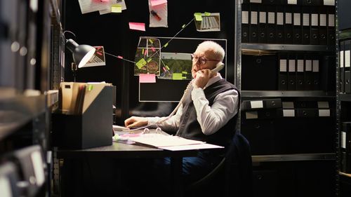 Young woman using laptop at cafe