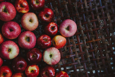 High angle view of apples in basket