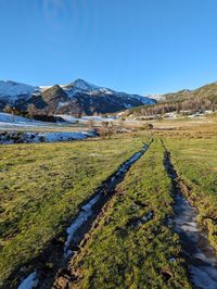 Scenic view of landscape against clear sky