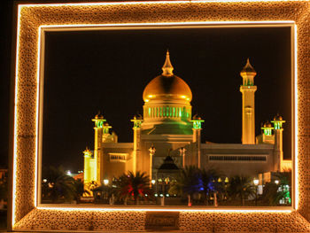 Illuminated building at night