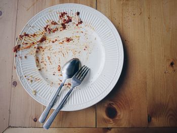 High angle view of cake on table