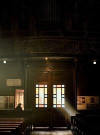 Interior of illuminated building