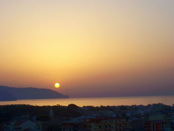 View of city at sunset