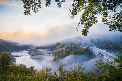 Suspension bridge over rappbode-talsperre in the harz mountains 