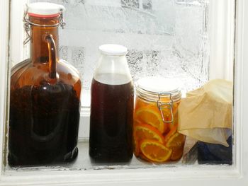 Bottles on glass bottle