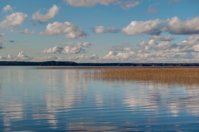 Scenic view of lake against sky