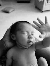 Cute baby boy at home