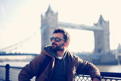 Portrait of a man in city