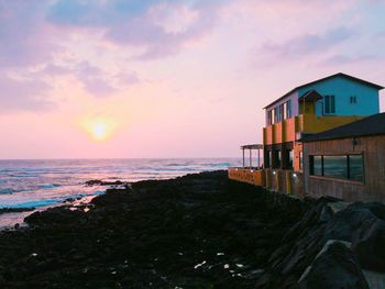 Scenic view of sea at sunset