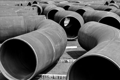 Oil pipeline, the oil industry equipment, black and white.