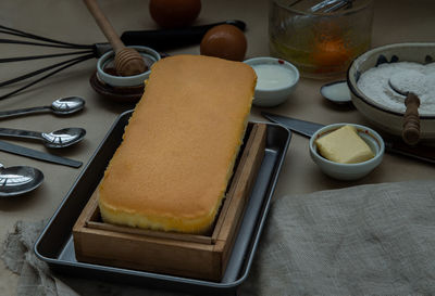 Close-up of food on table