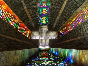 Low angle view of illuminated ceiling