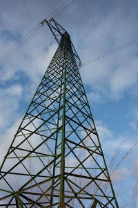 Low angle view of electricity pylon against sky