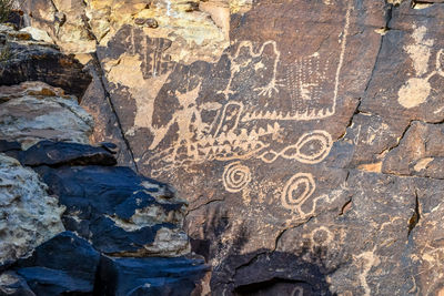 Close-up of text on rock