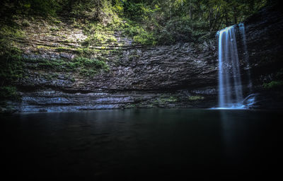 View of waterfall in forest