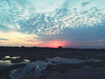 Scenic view of landscape against sky during sunset