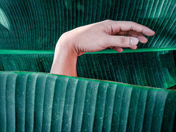 Close-up of person hand holding metal