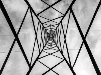 Low angle view of electricity pylon against sky