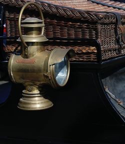 High angle view of vintage car on table