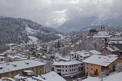 High angle view of townscape against sky