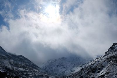 Low angle view of mountains against sky