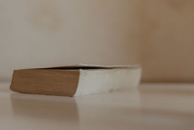 Close-up of open book on table