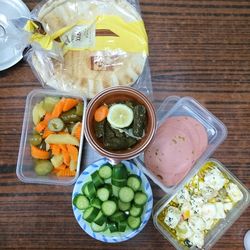 High angle view of food on table