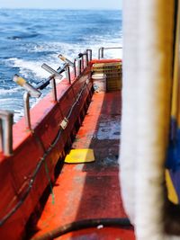 High angle view of nautical vessel on sea