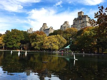 Reflection of buildings in water