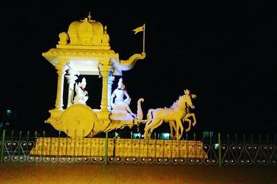 Low angle view of illuminated building