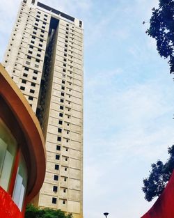 Low angle view of skyscrapers against sky