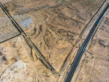 High angle view of construction site on road