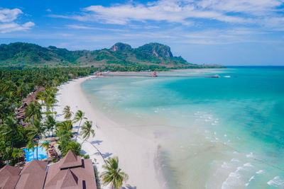 High angle view of beach against sky