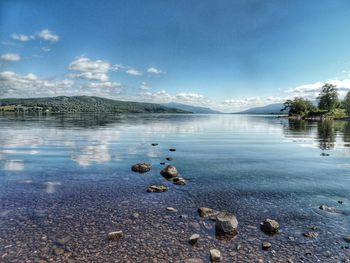 Scenic view of lake against sky