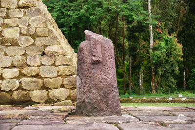 Stone wall in cemetery