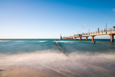 Scenic view of sea against blue sky