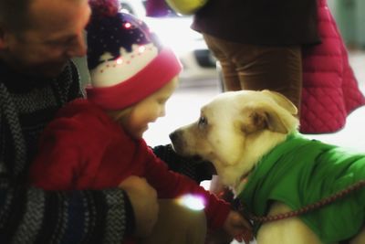 Close-up of man with dog