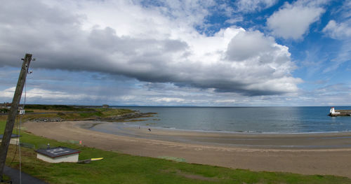 Scenic view of sea against cloudy sky