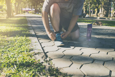 Low section of man in park