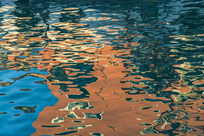 High angle view of leaf floating on water