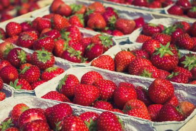 Close-up of strawberries in market