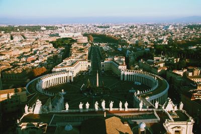 High angle view of buildings in city