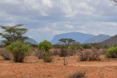 Scenic mountain landscapes against sky in samburu, northern kenya