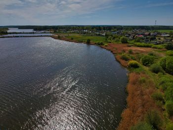 High angle view of river against sky